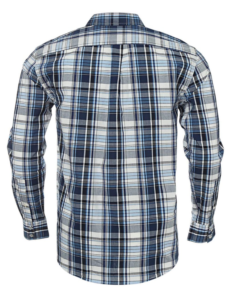 Double Pump Western Shirts for Men with Snap Buttons Regular Fit Plaid Mens Long Sleeve Shirts Casual,Blue White 009, Medium - Image 2